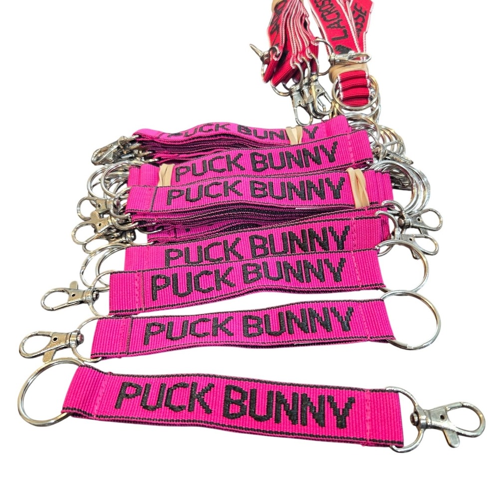 Puck Bunny Keychain Embroidered Double Sided Keyring Fob